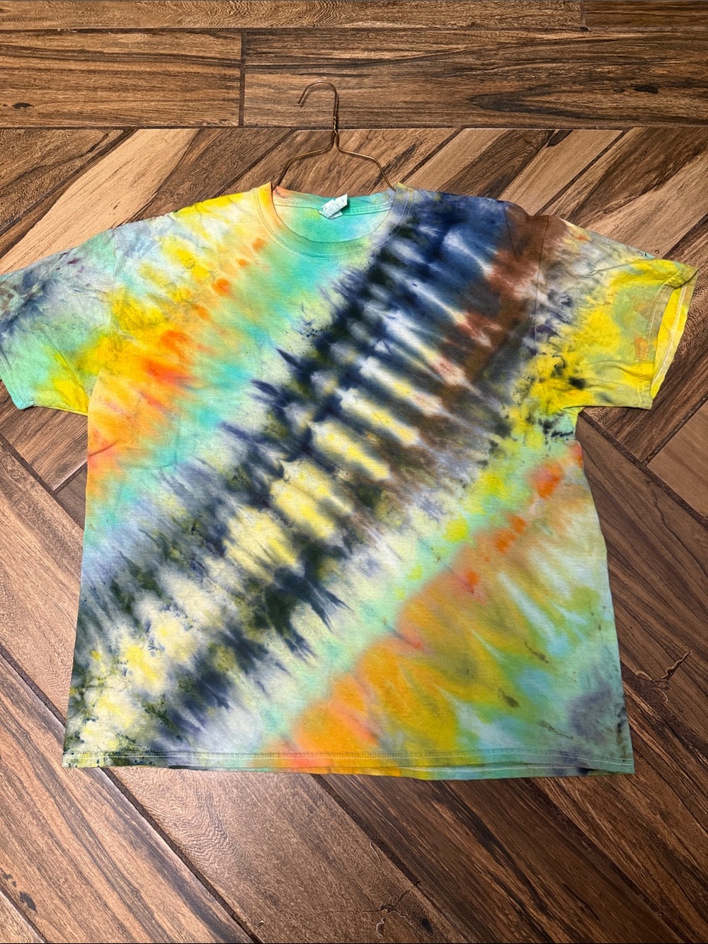 Tie-Dye Short Sleeve Tee in Yellow, Green & Blue